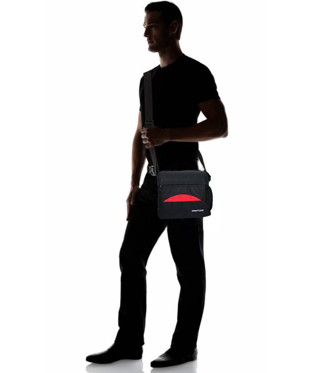 fantosy polyester black sling & cross-body bag for unisex