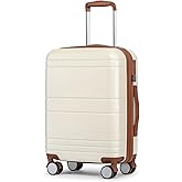 KYME Carry On Luggage 22x14x9 Airline Approved,Hardshell Carry On Suitcase with Tsa Lock,Small Suitcases with Wheels,Travel Luggage for Men Women,Expandable Carry-On 20 Inch,Beige