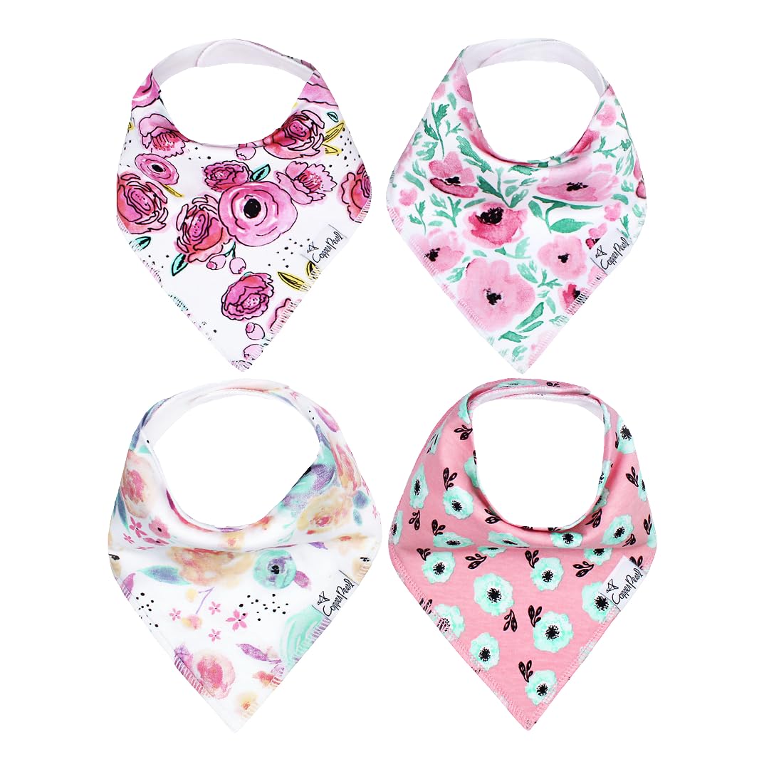 Copper Pearl Baby Bandana Bibs for Drooling and Teething 4 Pack Gift Set Bloom