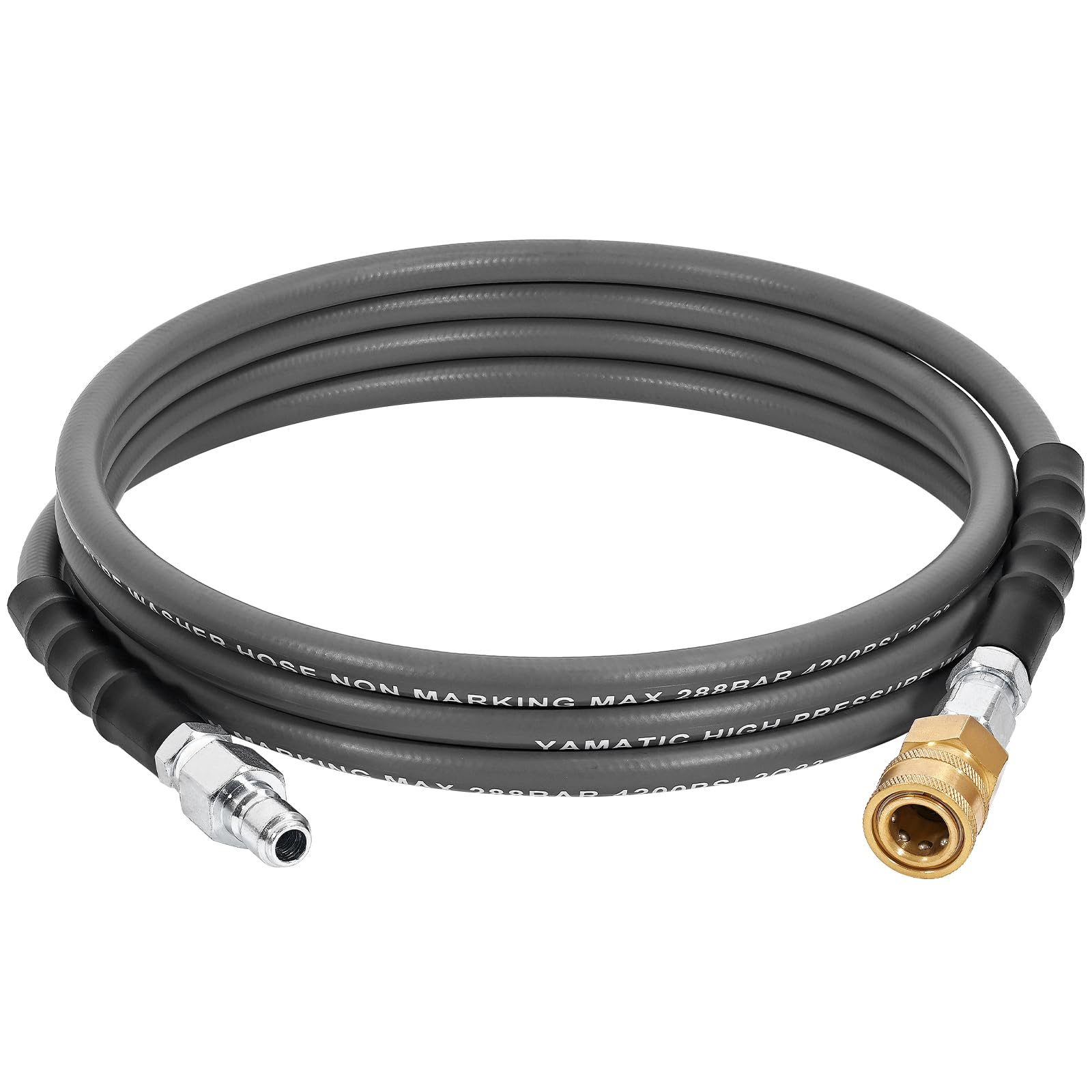 Photo 1 of YAMATIC Pressure Washer Whip Hose 10ft, Reel Connector 1/4" for Power Washing with Swivel Quick Connect Jumper Hose Steel Wire Braided Rubber Jacket