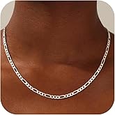 UPFAI S925 Sterling Silver Chain Necklace for Women - 3mm/4mm Figaro Chain Necklace Italian Solid Thick Sturdy Colourfast Jewelery Gift for Women, 16 18 20 22 Inch