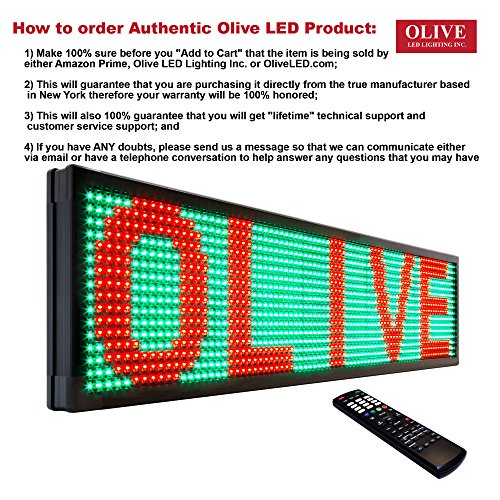 OLIVE LED Sign 3Color RGY, P15, 12"x50" IR Programmable Scrolling Outdoor Message Display Signs EMC - Industrial Grade Business Ad Machine.