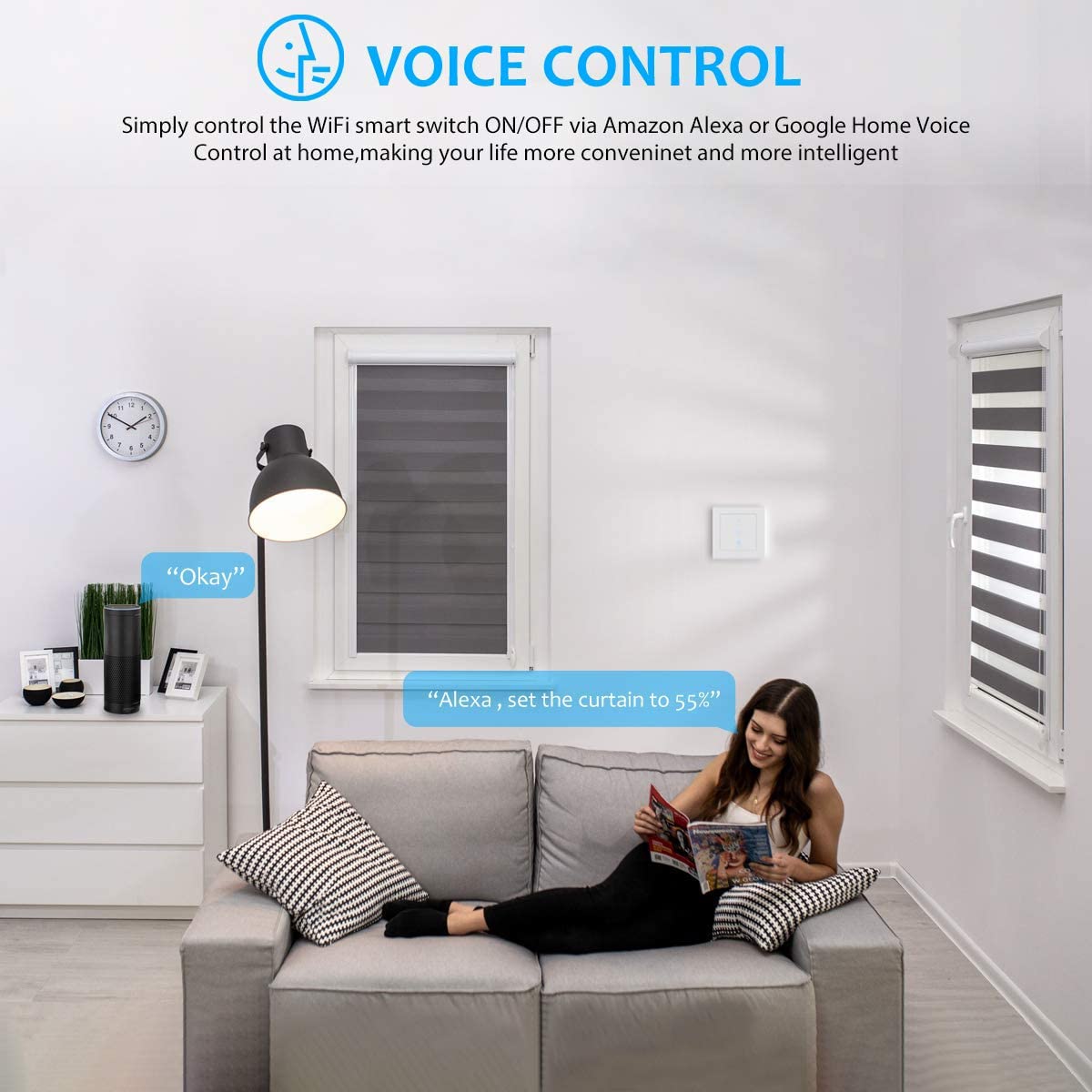 SMARTERCURRY WLAN Rollladenschalter [6.1Gen], Smart LED Jalousien Schalter mit Timer, Kindersicherung, Rollladensteuerung kompatibel mit Echo Alexa/Google, 4 Stück | Weiß 4