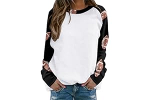 womola Game Day Sweatshirt for Women 2024 Fall Fashion Football Graphic Print Shirts Long Sleeve Pullover Sweatshirts