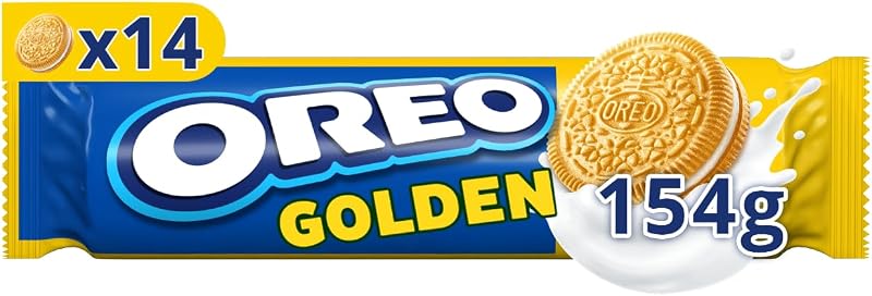 Biscoitos oreo golden baunilha recheados com creme sabor baunilha 154g
