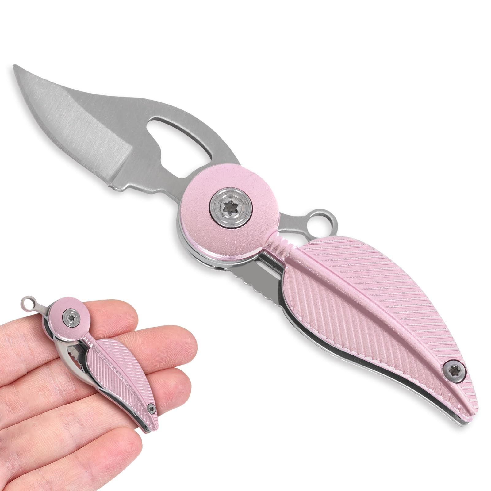 Photo 1 of Tops Home Small Pink Pocket Knife for Women, Stocking Stuffers, Little Box Cutter, Cute Key Accessories, EDC Knife, Folding Utility Knife, Gift for Women Girls