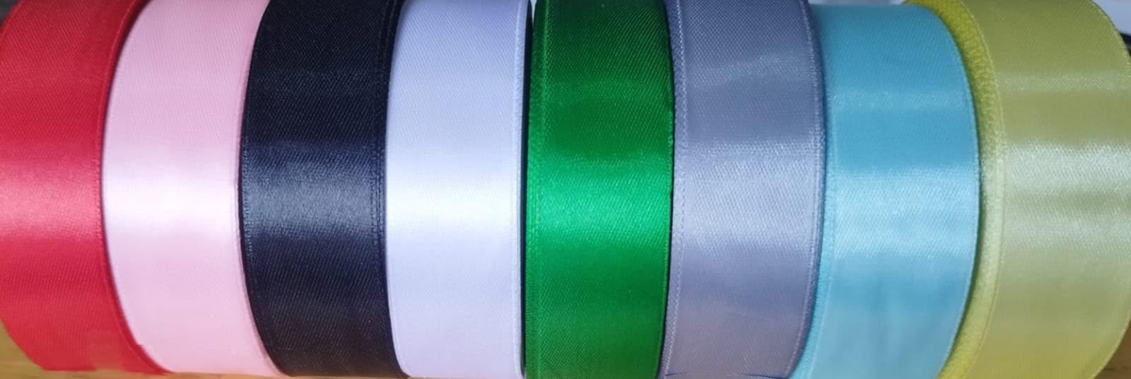 Fijikom Solid Multicolour Ribbon- 25mmX 5.5mX 8 Colours.Satin Ribbons for Crafting and Party Decorations Wedding Car Ribbons.Perfect Ribbons for Gift Wrapping,Sewing, DIY and More.