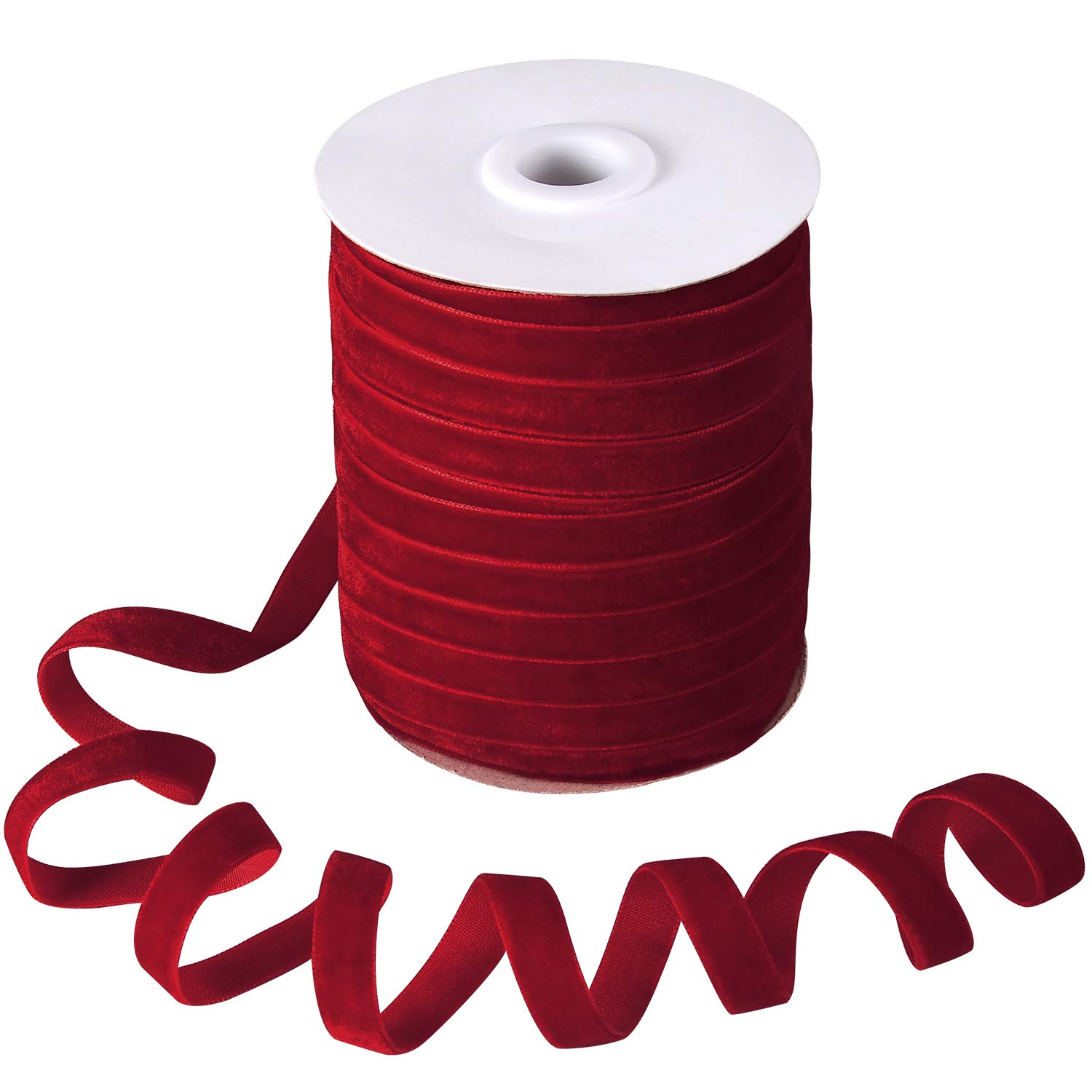 Lezevn 50 Yards Vintage Velvet Ribbon Crushed Velvet Ribbon for Wedding Décor Choker Necklace Gift Package Wrapping (Red, 1")