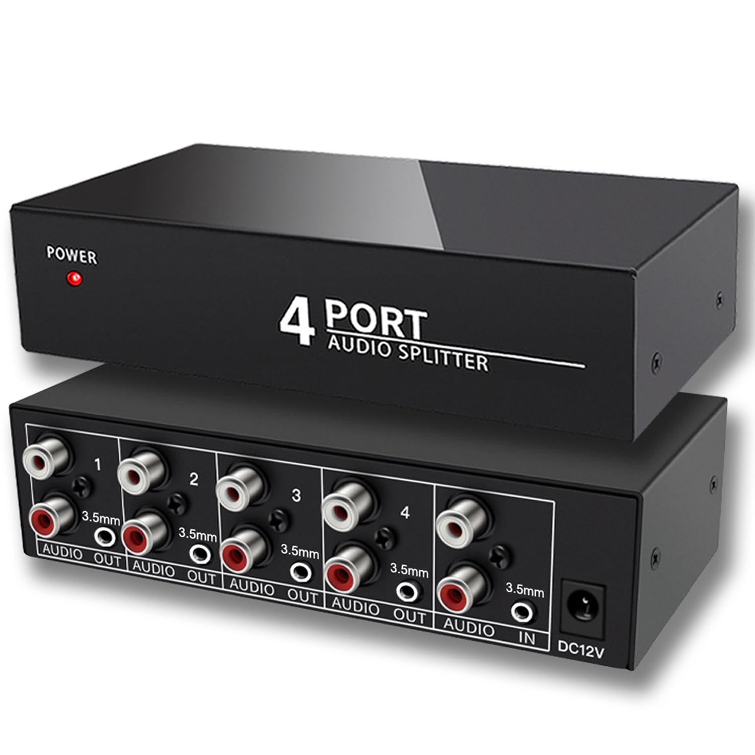 Photo 1 of FlyroadUp 3.5mm Aux + RCA L/R Audio Splitter 1 in 4 Out Stereo Analog Audio Distributor Box
