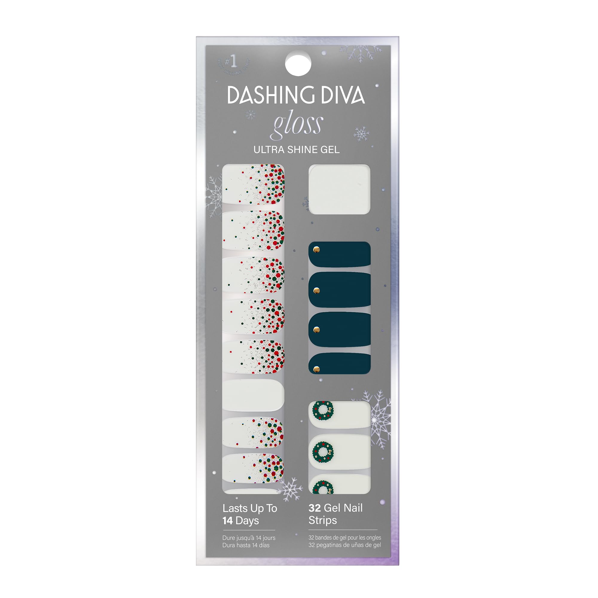 Photo 1 of Dashing Diva Gloss Wraps - Celebration Toast | UV Free, Chip Resistant, Long Lasting Gel Nail Stickers | Contains 32 Wraps, 1 Prep Pad, 1 Nail File