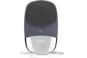UIMOKY Facial Cleansing Brush, 3-in-1 Electric Silicone Face Scrubber, Vibrating Massager, IPX7 Waterproof, USB Rechargeble Pore Brush for Deep Cleanning, Blackhead Remover, Exfoliating (Gray)