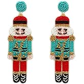 Emulily Beaded Nutcracker Post Earrings Handmade Christmas Earrings