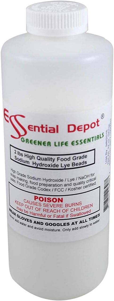 Pure Lye Drain Cleaner/Opener, 2 lbs. Food Grade Sodium Hydroxide Micro Beads - HDPE container with resealable Child Resistant cap: Health & Personal Care