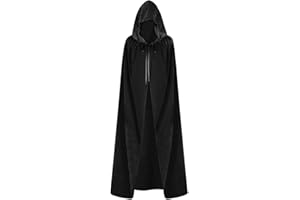 ODOCARE 59Inch Black Cloak with Hood Women, Hooded Cape Cloak for Women Halloween Witch Vampire Wizard Raven Cosplay Costume