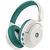 iClever BTH20 Active Noise Cancelling Headphones for Kids, 60H Play Time,Type C Fast Charging,Safe Volume 80dBA,Bluetooth5.4,Award-Winning Kids Headphones Wireless for iPad Tablet Airplane,White&Green