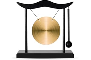 Feng Shui Gong Decor, Zen Brass Desktop Decor, 6.4x6.3x2 Inch Mini Sound Healing Instrument for Home, Office, Party, Yoga, Gi