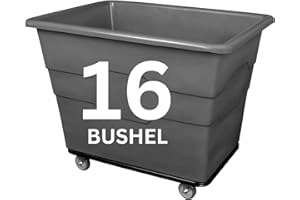 ReadySpace Commercial 16 Bushel Utility Cart with Steel Base, Poly Box Basket Truck, Laundry Cart, and Rolling Trash Bin, 47-Inch x 34.75-Inch x 35.5-Inch, 1000 Pound Weight Capacity, Gray