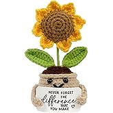 Baiinjiene Mini Positive Crochet Sunflower Appreciation Gift for Coworker, Best Friend, Teacher, Sister, Mom - Christmas, Birthday, Thank You Gift for Women, Men