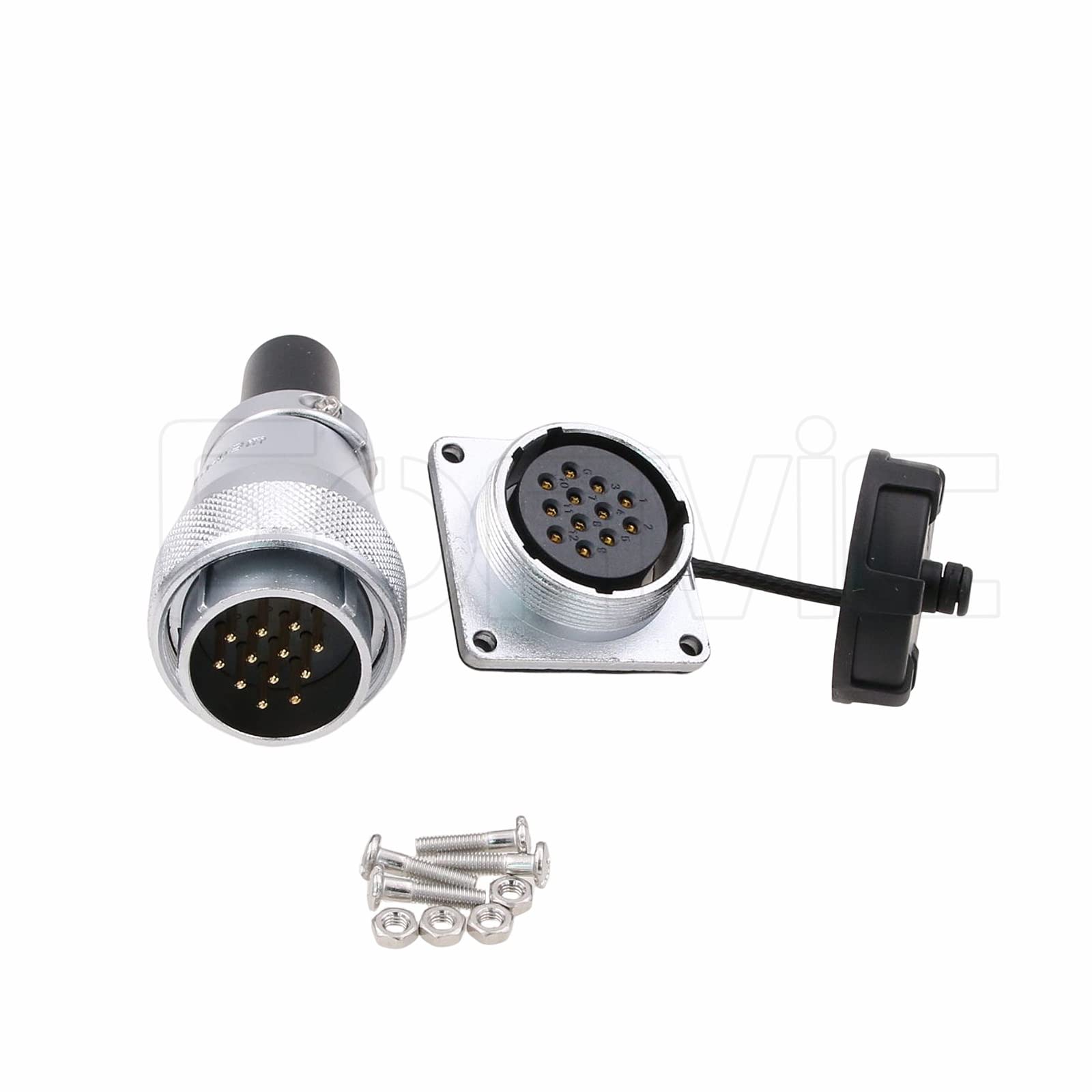 Eonvic WEIPU WS28 Connector Waterproof IP67 Metal Male Plug Female Square Socket Panel Mount Aviation Cable Connector (12Pin)