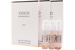TRADEBERRY Set 3 Cologne Luxury Travel Size for Women Sample Spray Vial 0.05oz/ 1.5ml each. Coco Mademoiselle EDP Set of 3
