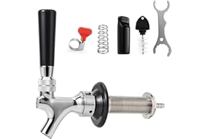 Dbgogo 3'' Draft Beer Faucet Shank, 1/4'' Beer Line Barb Brewing No Leak No Drip No Stick Stainless Core Kegerator Tap Beer Shank Dispenser Self-Closing Spring Tap Brush Spanner Wrench Hose Clamp