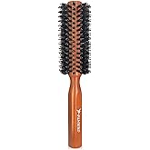 SUNBIRD Round Brush for Blow Out - Natural Wood Handle & Boar Bristle Nylon Brush, for Blow Drying Straight, Curling, Detangling and Styling Wet or Dry, Suitable for All Hair Types (2.0Inch)