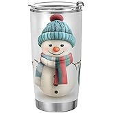 YETTASBIN Christmas Snowman Tumbler with Straw Lid, 20oz Stainless Steel Tumbler Cup Double Wall Vacuum Insulated Travel Coffee Mug for Hot and Cold Drinks