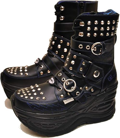 Amazon Yosuke U S A ヨースケ メンズ スニーカー 厚底スニーカーブーツ スタッズ ハイカット 27 0cm ブラックブルー スニーカー