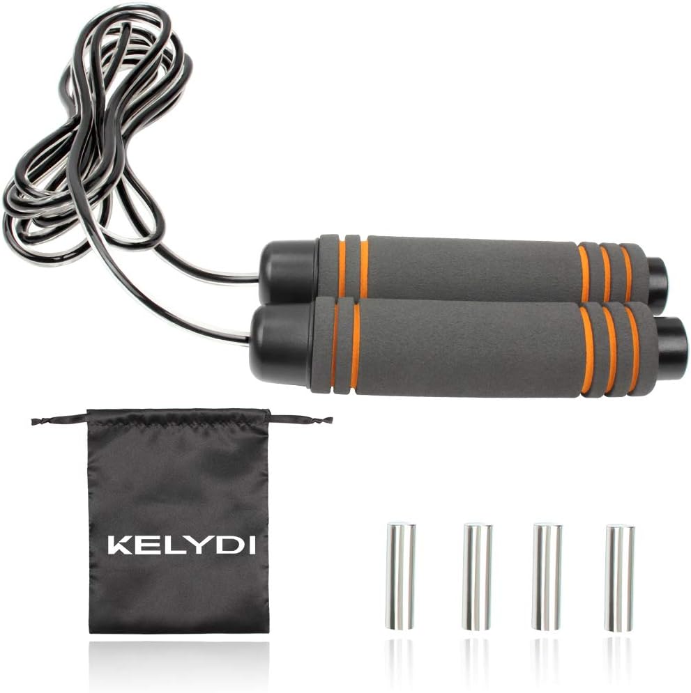 KELYDI Jump Rope, Speed Skipping Rope with Soft Foam Handle, Weighted Adjustable Workout Jump Ropes for Home Fitness, Body Exercise, Fat Burning, Crossfit Training