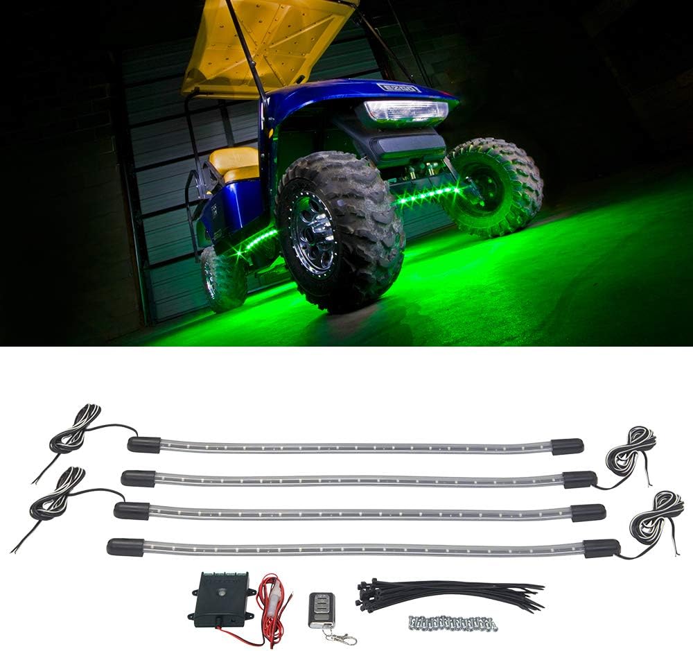 LEDGlow 4pc Green LED Golf Cart Underbody Underglow Accent Neon Light