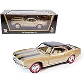 1967 Chevy Camaro Z28 1:18 Diecast Model - RPO Z28 Trans-Am Race Legend with 302 V8 Badge, Opening Doors & Functional Steering Wheel, Premium Gift Box for Collectors, 14+,Golden and Black