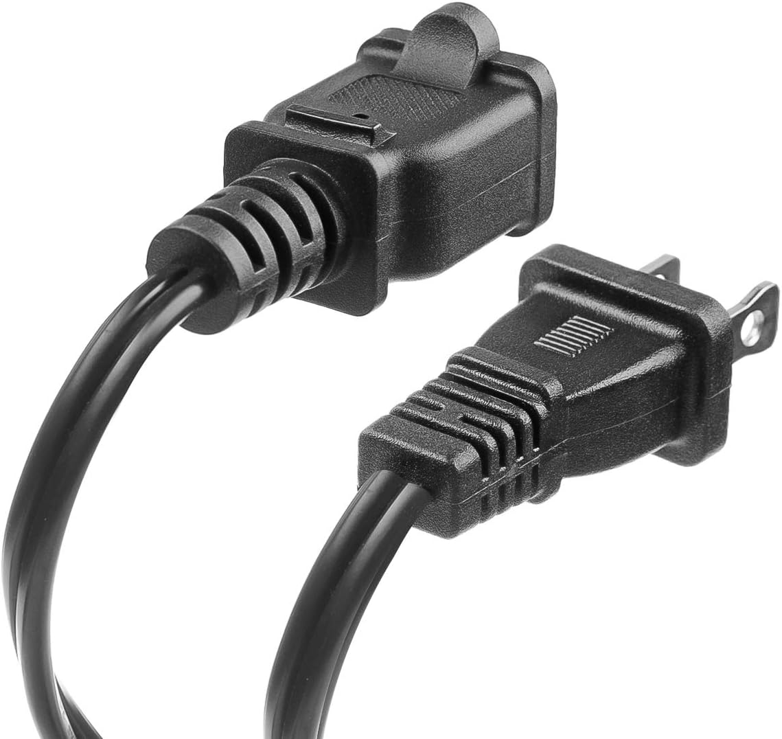 US AC Power Extension Cable Cord 2-Prong Polarized Male to Female Extension Cord for NEMA 1-15P to NEMA 1-15R (1 FT) - - 