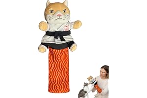 Karate Kitty Cat Wrestling Puppet with Protective Forearm Sleeve, Interactive Hand Biting Toy for Play, Safe Boxing Puppet wi