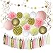 Pink Christmas Decorations,Balloons,Pom Poms Flowers,Paper Garland,Paper Lanterns,Tassels,Hanging Swirl by Litaus