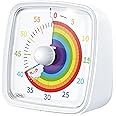 Ainowes 60-Minute Visual Timer with Night Light, Countdown Timer for Classroom Home Kitchen Office, Pomodoro Timer with Rainbow Pattern for Kids and Adults (White)
