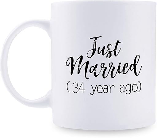 Regali Per 34 Anniversario Di Matrimonio Regalo Per Coppia 34 Anni Di Anniversario 325 Ml Divertente Tazza Da Caffe Per Coppie Marito Moglie Moglie Lei Solo Sposi Amazon It Casa E Cucina