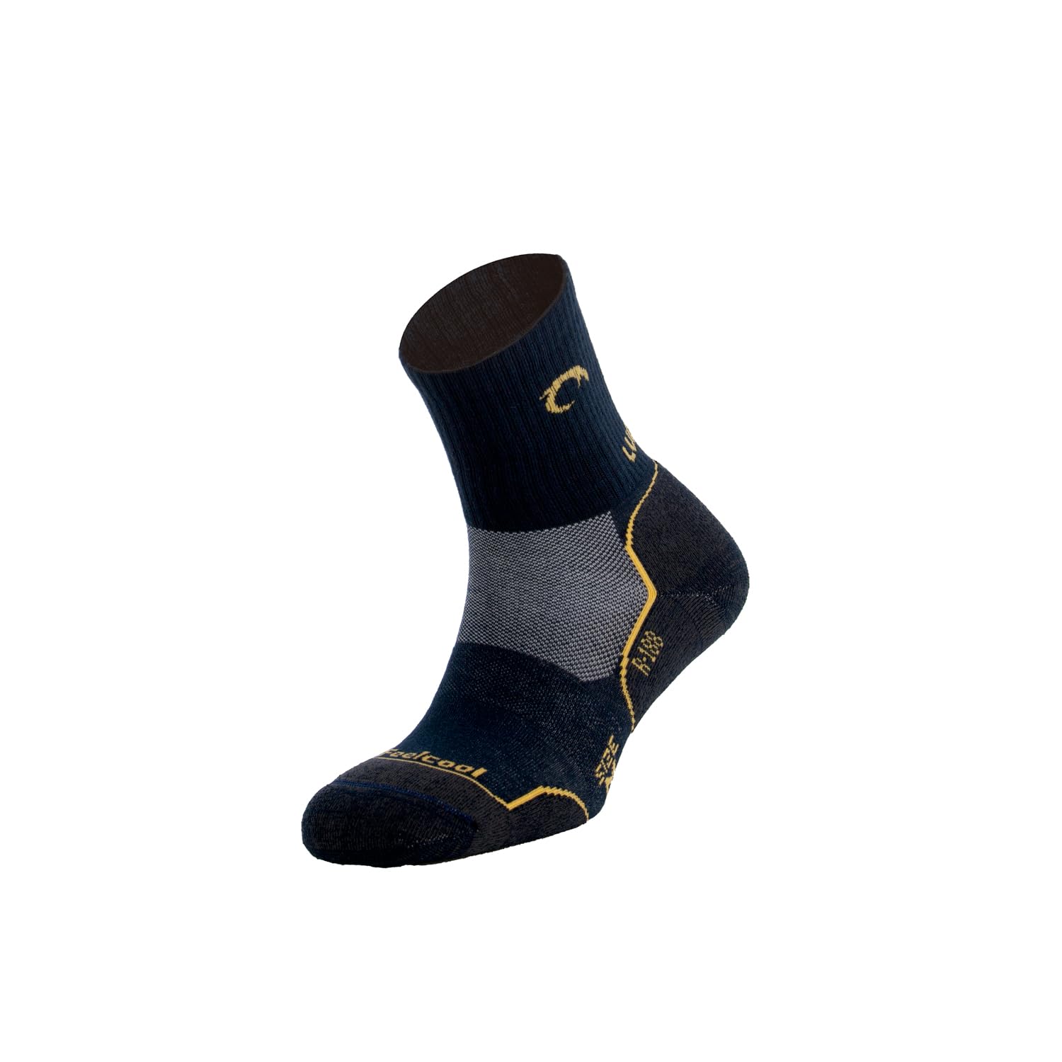 Lurbel Camino Four, Seamless Socks, Walking Socks, Hiking Socks, Breathable Socks and Unisex Socks., A. Navy/Yellow, L
