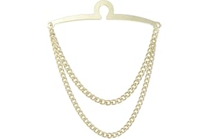VVCOME Men's Tie Chain Gold Silver Black Tie Clips Link Chain Cravat Collar Pins with Gift Box