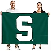Michigan State Spartans College Sports Printed Flag - NCAA Licensed - Nylon - School Banner (Green, White) (5' x 8')