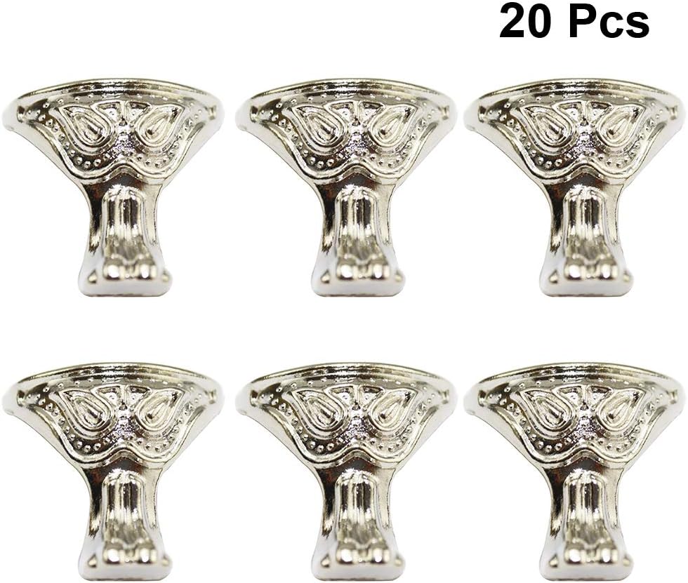 20pcs Antique Box Legs Metal Box Feet Corner Protectors Jewelry Box Chest Wood Case Legs Corner Protector Guards Silver 28x27mm - Image 3