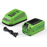 AYTXTG 40V 6.5Ah 29462 29472 Replacement for Greenworks 40 Volt Battery and Charger 29482 Compatible with Greenworks 40V Lithium-Ion Battery 29252 20202 22262 40 Volt G-MAX