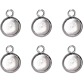 50Pcs Silver Stainless Steel Pendant Trays for Jewelry Making Round Tiny Bezel Cabochon Settings 8X8mm