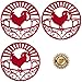 Silicone Trivet for Hot Dishes, Pots & Pans - Decorative Non Slip Mat 'Country Rooster' Design - Protective Pads for Kitchen Counter Love This Kitchen (7.5 inch Round, Set of 3, Red)