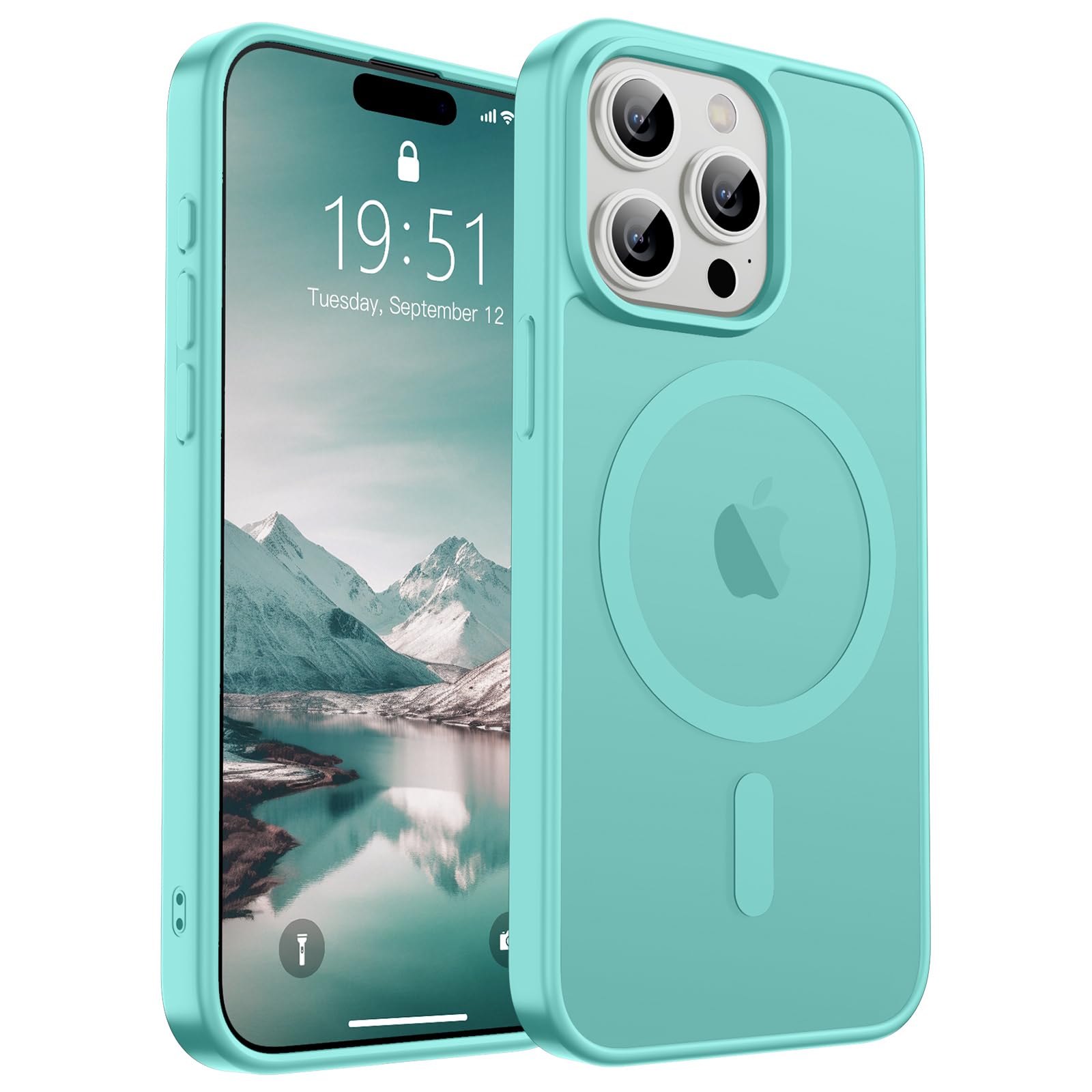 Photo 1 of SUPFINE Magnetic for iPhone 15 Pro Case (Compatible with MagSafe) (Military Grade Drop Protection) Slim Translucent Matte Shockproof with Anti-Fingerprint Phone Case,Blue Green
