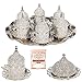 27 Pc Turkish Coffee Cup Set Saucers Holders Decorated Silver