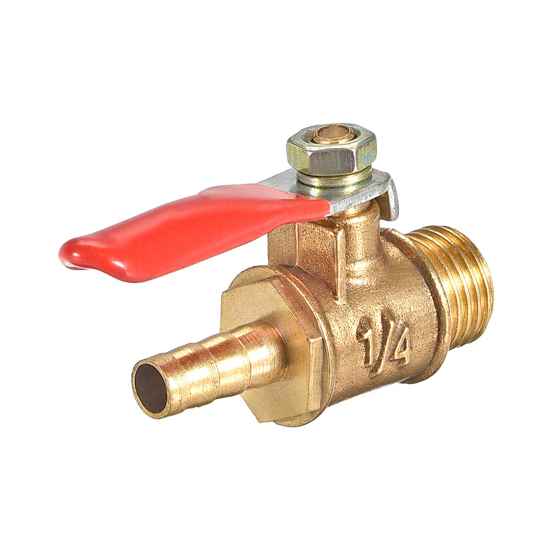 uxcell Brass Air Ball Valve Shut-Off Switch G1/4 Male to 1/4" Hose Barb Pipe Tubing Fitting Coupler 180 Degree Operation Handle