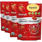 Panfruit Organic Freeze-Dried Strawberries – Whole Fruit Snack, 4 Single Packs (0.53 oz Each), No Sugar Added, Non-GMO, Vegan