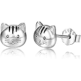 Bellitia Jewelry Stud Earrings Ladies Ear Studs Cats, 925 Sterling Silver Cat Pet Animal Earrings for Women