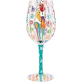 Enesco Lolita Designs Happy Birthday Blast Hand-Painted Artisan Wine Glass, 15 Ounce, Multicolor