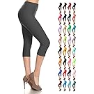 Leggings Depot Women's Popular Basic Capri Cropped Regular and Plus Solid High Waist Leggings (Plus (Size 12-24), Charcoal Gray)